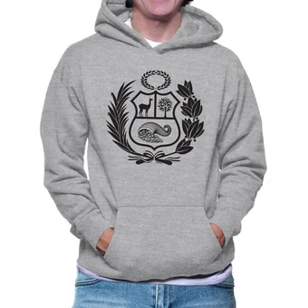Hooded Shirt with Kangaroo Pockets - Peru Coat of Arms
