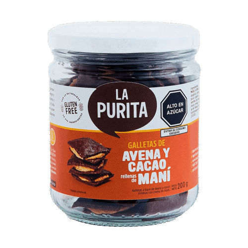 OATMEAL AND COCOA COOKIES FILLED WITH PEANUTS LA PURITA 200G