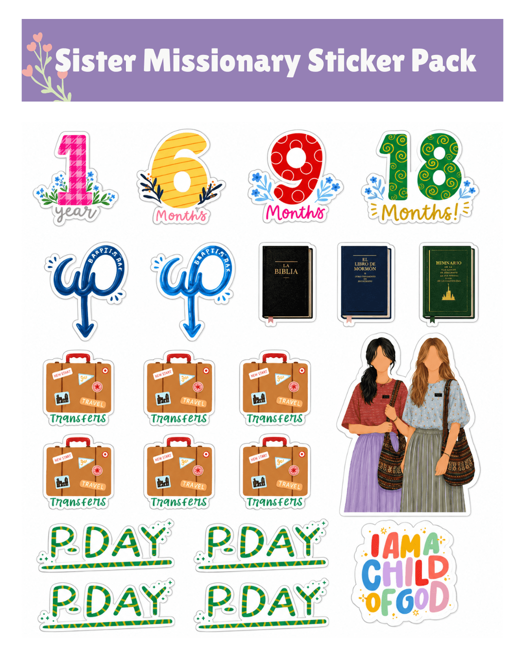 LDS Sister Missionary Sticker Pack - Image 2